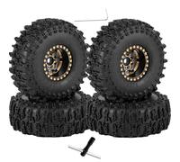 RcarmubWow RC 1.0" Beadlock Wheels and Tires for RC Crawler 1/18 TRX4M,1/24 SCX24,Brass 1.0 Beadlock Wheels RC Rims w/ 1.0 Beadlocks Tires Soft Sticky Rubber Tires,4pcs,Style C