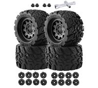 Rcarmumb RC Truck Wheel Tires for 1/10 Rustler Stampede Hoss, Granite Vorteks Big Rock,Axia1 L0S1 Red cat Rc 4wd,12mm/14mm Hex Rc Truck Tires,4pcs,Black
