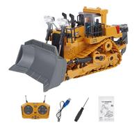 RCARTOYRTR 2.4G RC Bulldozer, 1:24 9CH Alloy Full Functional RC Tractor with Lights and Sound Effects, All Terrains RC Construction Vehicles Toy and Gifts for RC Hobbyist (RTR Version)