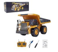 RCARTOYRTR 2.4G RC Mining Dump Truck, 1:24 9CH Alloy RC Tractor Toy with Lights and Sound Effects, All Terrains RC Construction Vehicles Toy and Gifts for RC Hobbyist (RTR Version)