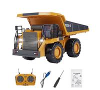 RCARTOYRTR 2.4G RC Mining Dump Truck, 1:24 9CH Alloy RC Tractor Toy with Lights and Sound Effects, All Terrains RC Construction Vehicles Toy and Gifts for RC Hobbyist (RTR Version)