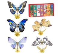 RCARTOYRTR 3D Metal Mechanical Butterfly Assembly Model Kit with Base, Collectible Display Model for Art Enthusiasts (Set of 5/500+PCS)