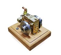 RCARTOYRTR Gasoline Engine Model Kit, 1.6CC Mini Four-stroke Water-Cooled Internal Combustion Engine Model with Wooden Base, Education Model Toy Kits for Adults