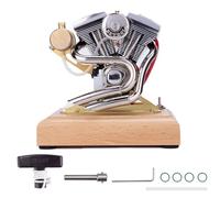 RCARTOYRTR Gasoline Engine Model Kit, 4.2CC V-Twin 4-Stroke Mini Retro Motorcycle Internal Combustion Engine Model, Education Model Toy Kits for Adults