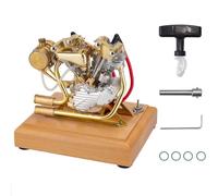RCARTOYRTR Gasoline Engine Model Kit, 4.2CC V-Twin Double-cylinder 4-Stroke Mini Retro Motorcycle Internal Combustion Engine Model, Education Model Toy Kits for Adults