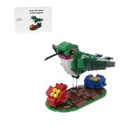 RCARTOYRTR MOC-208816 Ruby-throated Hummingbird Building Blocks Set with Base, Animal Themed Model Building Kit for Adults to Build, Home and Office Desk Décor & Gift for Her or Him (235 Pieces)
