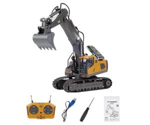 RCARTOYRTR RC Excavator, 1:20 2.4G 11CH Alloy RC Digger Tractor with Lights and Sound Effects, All Terrains RC Construction Vehicles Toy and Gifts for RC Hobbyist (RTR Version)