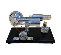 RCARTOYRTR Stirling Engine Model, γ-Type Stirling Engine Motor Kits with Dropper and Led Bulb, Physics Education Science Toy for Adults (Black Wooden Chassis)