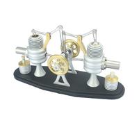 RCARTOYRTR Stirling Engine Model, All Metal Beam Heat Engine Opposed Twin-Cylinder Stirling External Combustion Engine, Gifts for Machine Enthusiasts (Kit Version)