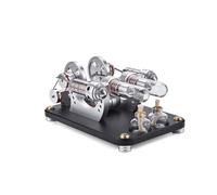 RCARTOYRTR Stirling Engine Model, Metal Bootable V2 2-cylinder Parallel Stirling Engine Model, Micro External Combustion Engine Model, DIY Science Experiment Educational Toy