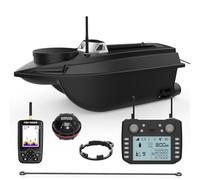 RCARTOYRTR V030 12V 2.4G RC Bait Boat, Bait Boats for Carp Fishing with GPS and 2 Bait Hoppers, 800m Remote Control Distance, Toys and Gifts for Adults (Black)