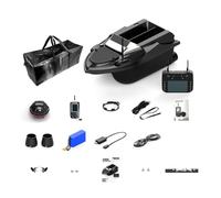 RCARTOYRTR V080 12V 800m High-Speed RC Bait Boat with 9 Fishing Zones, 180 Waypoints, 3kg Capacity Dual-Hopper and Led Lights, Toys and Gifts for Fishing Lovers&Adults (Fish Finder Version)