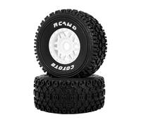 RCAWD 2Pcs Tires Wheel for 1/8 Arrma Mojave 4S ARA4404 ARA550110 Upgrade Part 17mm Hex Adapter High Traction Durable Pre-Glued All Terrain Rubber (White)
