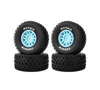 RCAWD 4Pcs 1/16 RC Tires Wheels for Arrma Mojave Grom ARA2104 ARA2304 ARA2304S Pre Glued Nylon Rubber Tires Upgrade Part 12mm Hex Hub (Blue)