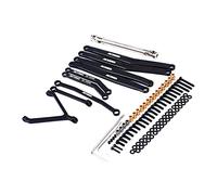 RCAWD Alloy Rear Axle Extended Link Set 35mm Extended Upper/Lower Linkage 70mm CVD Center Drive Shaft for 1/24 FMS FCX24 Upgrade Parts (Black)