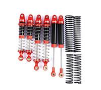 RCAWD Aluminum Shock Absorbers with Spare Springs Front Rear 6pcs for Losi 1/10 Baja Rey Hammer Rey U4 Upgrade Parts (Red)