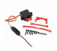 RCAWD Black Metal Servo Mount + Steering Linkage + 1KG Full Metal Gear Servo 6-Piece Set for 1/18 1/24 FMS Fcx18 Fcx24 red