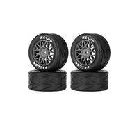 RCAWD for Losi NASCAR Pre-Glued Wheel Tire Set, Balance Grip & Durability Nylon Rubber 8mm Hex Adapter 4mm for 1/12 On-Road Tires Upgrade Part All Terrain Adaptation 4pcs Titanium