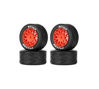 RCAWD for Losi NASCAR Pre-Glued Wheel Tire Sets, Balance Grip & Durability Nylon Rubber 8mm Hex Adapter 4mm for 1/12 On-Road Tires Upgrades Parts All Terrain Adaptation 4pcs Red