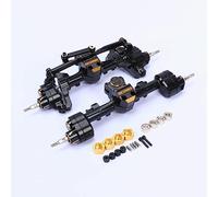 RCAWD Full Brass Front & Rear Portal Axle Housing w/Steel Gears&Brass Worm Gears&Brass Third Member Housing&Brass Hex for Axial 1/24 Scx24 Crawlers(Black)