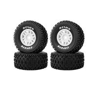 RCAWD Mojave Grom Pre-Glued Wheel Tire Sets, Balance Grip & Durability Nylon Rubber 12mm Hex Adapter 1.6" for 1/16 ARRMA Upgrades Parts All Terrain Adaptation 4pcs White
