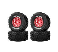 RCAWD Mojave Grom Pre-Glued Wheel Tire Sets, Balance Grip & Durability Nylon Rubber 12mm Hex Adapter 1.6" for 1/16 ARRMA Upgrades Parts All Terrain Adaptation 4pcs Red