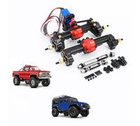 RCAWD TRX4M Diff Locker & Differential Portal Axles Front Rear Set Converted & Driveshafts for Traxxas 1/18 Defender Bronco F-150 K10 Upgrades Brass Weighted 100% Durability Increase Parts Black
