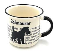 RCC Schnauzer Mug - Dog Silhouette in Black on White Mug, Characteristics on Cup. Coffee Mug/Tea Cup. Great Gift/Present idea for Dog Owners.