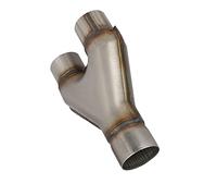 RCCT Inlet 76mm Exhaust Y Pipe Double Outlet 63mm - Universal Exhaust Y Piece Welding Connector Stainless Steel 409 Exhaust Y Pipe
