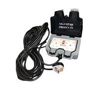 RCD Outdoor Sockets With Extension Cable 1M TO 30M, 2 Gang RCD Weatherproof Storm Outside Plug Sockets Waterproof Electric Box Wall Double Switched 13 A IP66 (30 METRE, RCD PROTECTED)