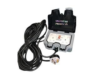 RCD Outdoor Sockets With Extension Cable 1M TO 30M, 2 Gang RCD Weatherproof Storm Outside Plug Sockets Waterproof Electric Box Wall Double Switched 13 A IP66 (30 METRE, RCD PROTECTED)