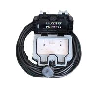 RCD Outdoor Sockets With Extension Cable 1M TO 30M, 2 Gang Weatherproof Storm Outside Plug Sockets Waterproof Electric Box Wall Double Switched 13 A IP66 (15 METRE, WITHOUT RCD PROTECTION)
