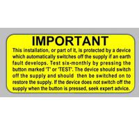 RCD Test Electrical Safety Labels | 50 x 25mm | Permanent Sticky Adhesive | Yellow Electrical Safety Labels (250 Labels)