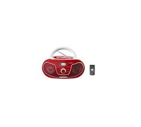RCDS70BT Portable Boombox CD Player with Bluetooth Remote Control FM Radio USB MP3 Playback 35mm AUX Input Headphone Jack LED Display Red