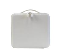 RCFJ b y K L A N D Hard Shell Double Layer Makeup Case with Mirror, Large Capacity Travel Cosmetic Organizer, Water-Resistant PU Leather Toiletry Bag for Women, Beige