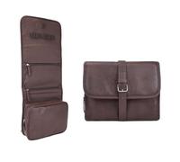 RCFJ b y K L A N D Men's Hanging Toiletry Bag, Leather - Look Travel Shaving Kit Organizer, Foldable Grooming Bag for Toiletries, Razors, Dopp Kit for Business Trips & Vacations