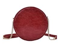 RCFJ b y K L A N D Round Crossbody Bag for Women,PU Leather Shoulder Bag with Metal Chain Strap, Cellphone Purses with Zipper, Red Crocodile Pattern, Round Crossbody Bag Purse Bag
