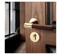 RCGKNNMUZ Retro Interior Room Door Bedroom Door Lock Chinese Style Magnetic Silent Lock Modern Simple zinc Alloy Wood Grain Door Handle(Gold,58 Silent Lock)