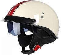 RCGNR Retro Motorcycle Half Helmet for Adults Men and Women, Open-Face Helmet with Sun Visor Bike Cruiser Chopper Moped Scooter Motorbike Helmet DOT Certified,Cream A,XXL