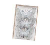 RCGOFOLLOW 3pieces Joyful Moments Kids Family New Year Ornament Figurines Delight Young And Old Christmas Butterfly Decor, silver, 11.5x2x10cm