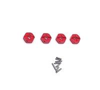 RCGOFOLLOW 4 Pieces RC Car 12mm Hex Hub Adapter Metal Wheel Hubs Converter Automotive Repair Accessories Replacement for WL Toy 144010, Red