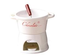 RCGOFOLLOW Atmosphere Hotpot Cup with Fork Ceramic Chafing Dish Cup Ceramic Butter Warmer Hot Melting Ceramics Fondue, White, 201-300ml