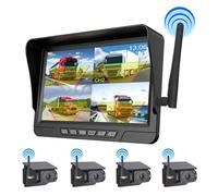 RCGOFOLLOW Camera For Vehicle Featuring IP67 Waterproof And Solar Charging Wireless Truck Monitoring Nights Visions ABS Dash Camera, 7-inch 4-way