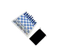 RCGOFOLLOW Chess Set Outdoor Travel Activities Educational Toy With Storage Bag Lightweight And Easy To Roll Up Chess Set Made PU Leather And PP Is Sturdy And Comfortable To Foldable Classic Blue