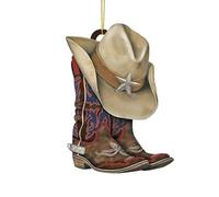 RCGOFOLLOW Decorative Rearview Mirror Car Pendant Cowboy Hat Boots Stylish Dangle Accessories Gift Option Making Wonderful Flat Car Interior Decoration Adds Fashion Sense To Vehicle. Made Fine Acrylic