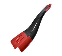 RCGOFOLLOW Double Spatula 2 in 1 Cooking Spatula and Tongs Nonstick Kitchen Assist for Making Delicious Fried Foods Kitchen Fried Omelette and Tongs Nonstick, Black Red, 34x7.5cm