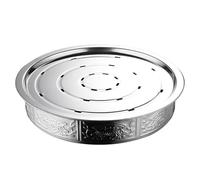 RCGOFOLLOW Drainage Tea Tray Table Box With Thickened Construction Various Activities At Home Stainless Steel Tea Tray Features Round Table Box Water Storage For, Silver, 18cm