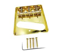 RCGOFOLLOW Electric Guitar Bridge Replacement Parts Complete Assembly With Easy Setup Essential Guitar Accessory Bridge Tailpiece Fixed Saddle DIY Electric Spare Parts Set Assembly, gold, 7.6x8.5cm