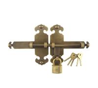RCGOFOLLOW Lotus Brass Door Latch Elegant Security Solution for Rustic Farmhouse Bat Pattern Or Lotus Pattern Or Plain Without, no Image 32cm