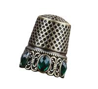 RCGOFOLLOW Metal Sewing Thimbles Beautiful Finger Protector Thimbles For Quilting Embroidery Excellent For Crafters Finger Guards Supplies Sewing Tools Accessories, Bronze Crystal, 1.5x1.5x2.5cm